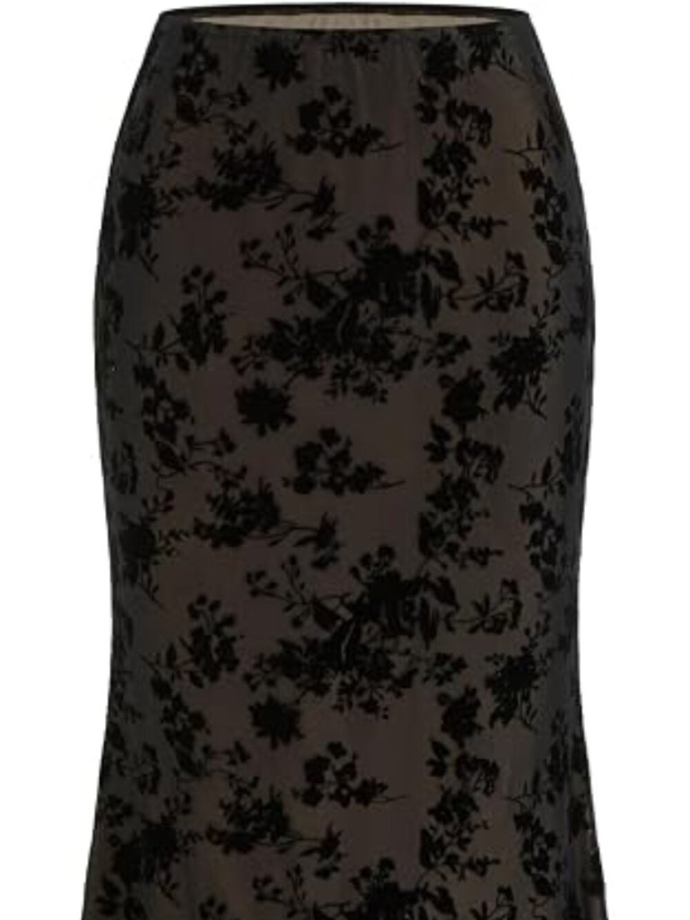 Cider Black Floral Print Mesh Maxi Skirt